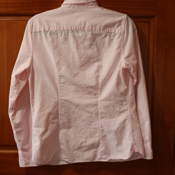 Lands' End Light Pink Striped Cotton Button-Down Shirt Long Sleeve 8 - Picture 8 of 11